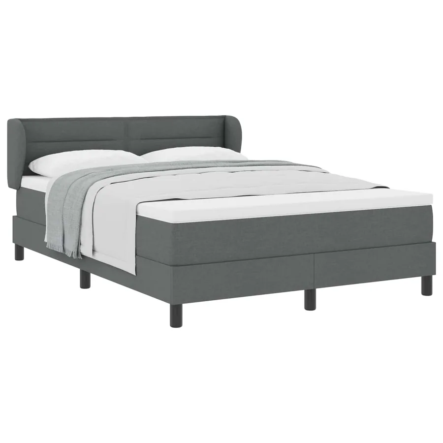 Lit à ressorts avec matelas Gris foncé 140 x 190 cm tissu - 2