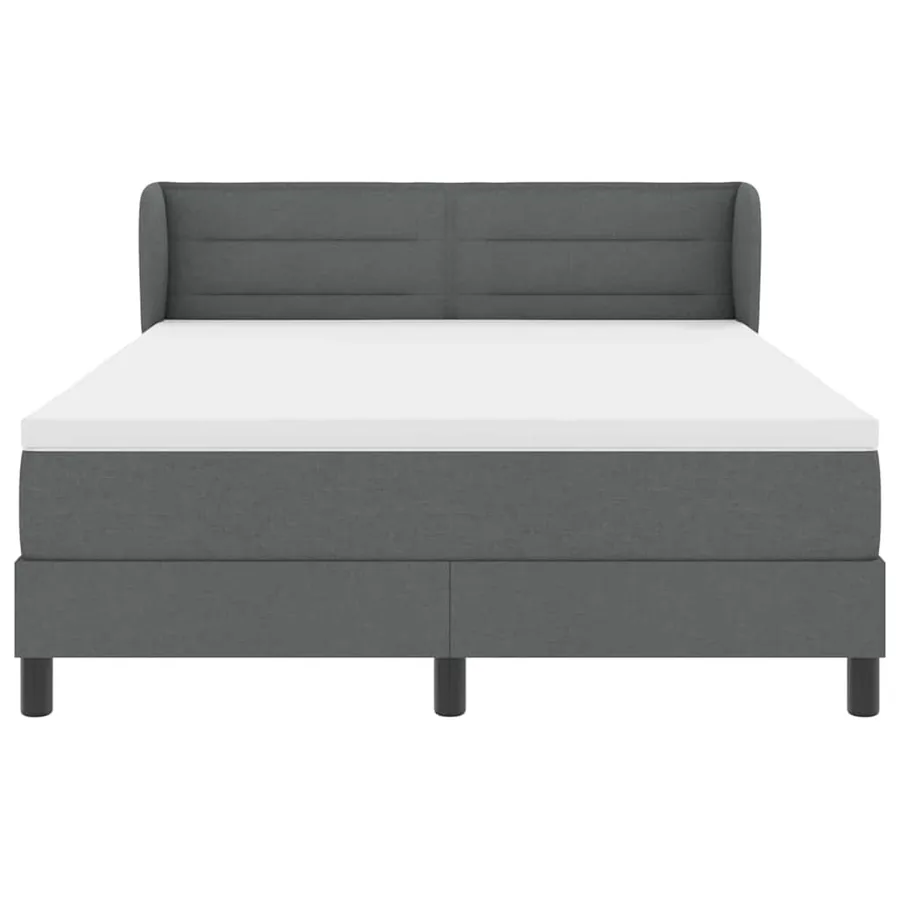 Lit à ressorts avec matelas Gris foncé 140 x 190 cm tissu - 6