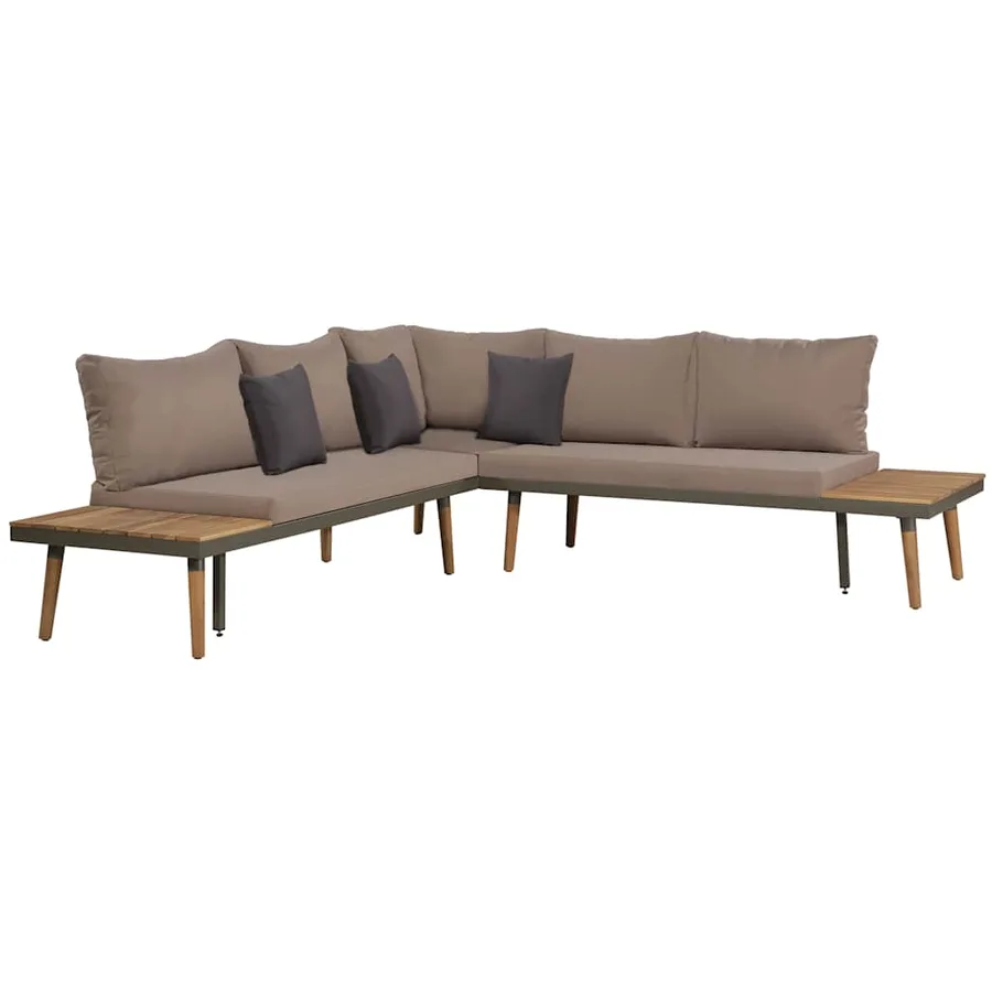 Salon de jardin 4pcs et coussins Bois d'acacia solide Marron - 2