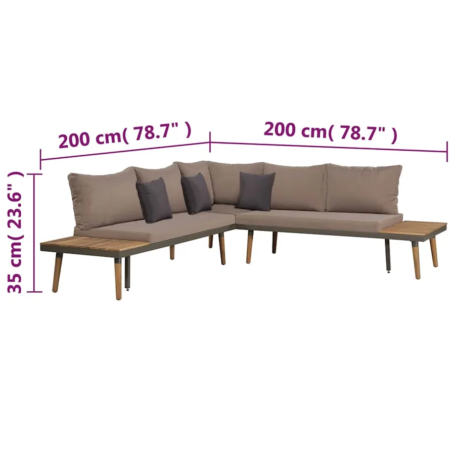 Salon de jardin 4pcs et coussins Bois d'acacia solide Marron - 7