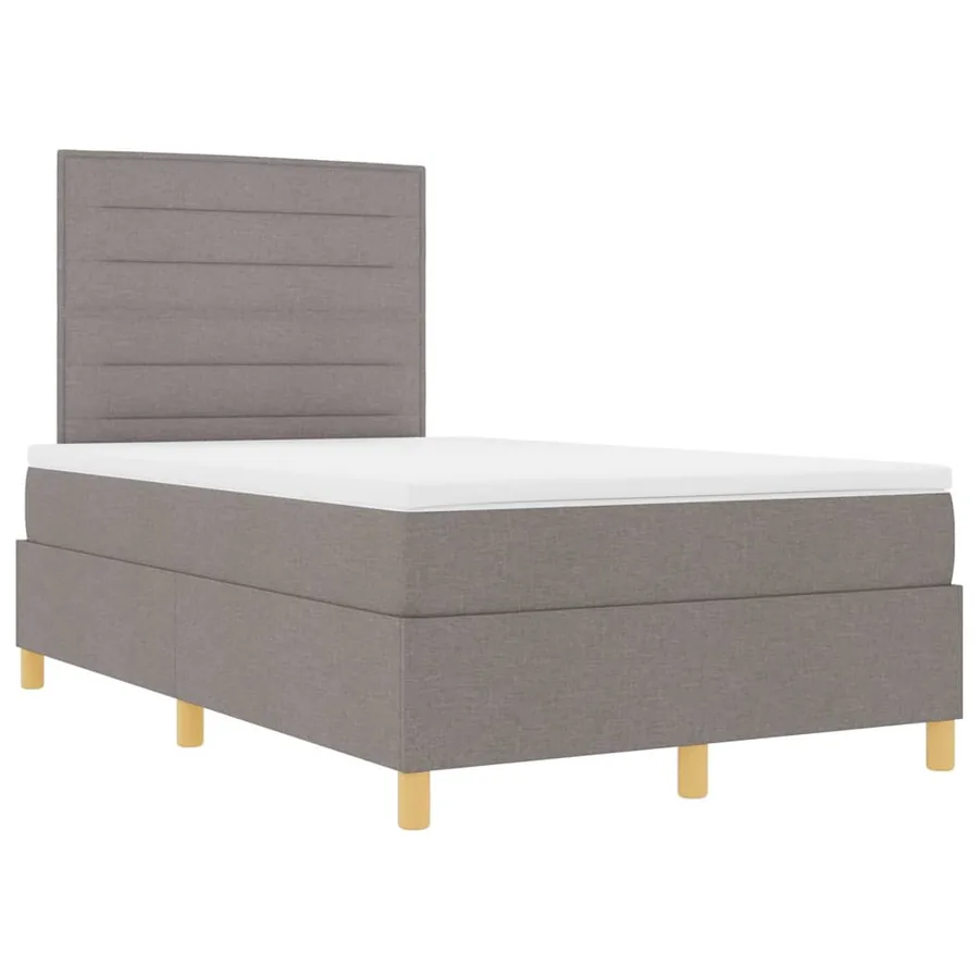Lit à ressorts avec matelas Taupe 120 x 190 cm tissu - 5