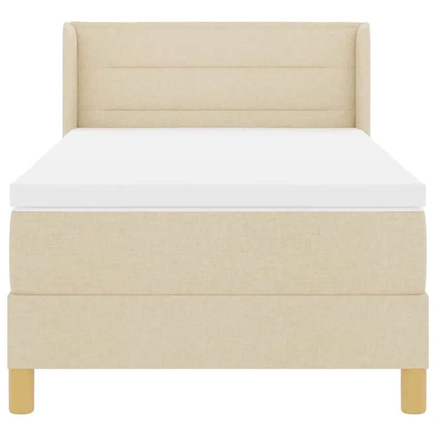 Lit à ressorts avec matelas Crème 200 x 90 cm tissu - 7
