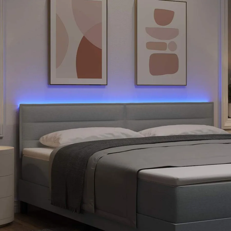 Tête de lit LED avec bandes LED Gris clair 180 cm tissu - 4