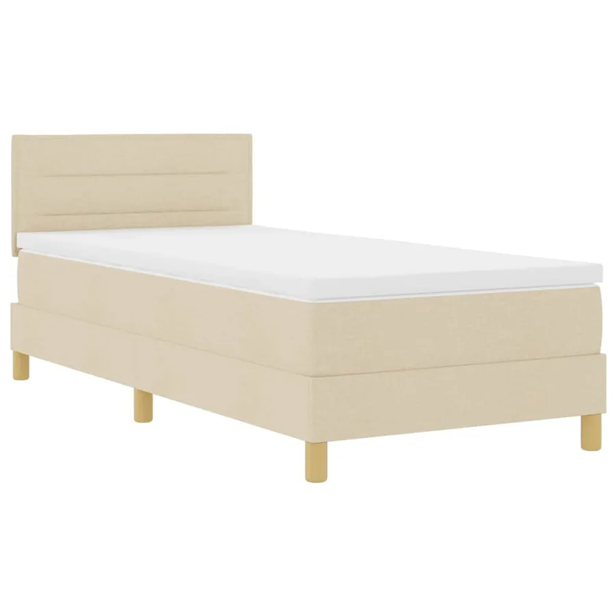 Lit à ressorts avec coussin Crème 90 x 190 cm tissu - 4