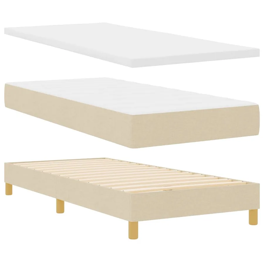 Lit à ressorts avec coussin Crème 90 x 190 cm tissu - 5