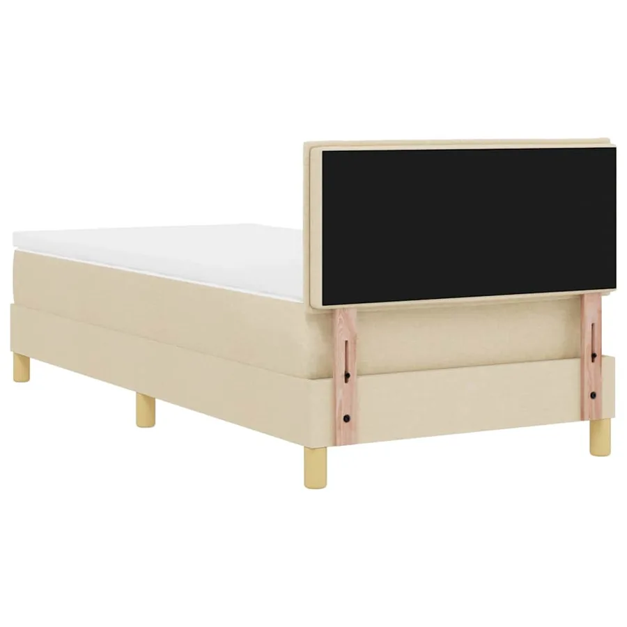 Lit à ressorts avec coussin Crème 90 x 190 cm tissu - 9