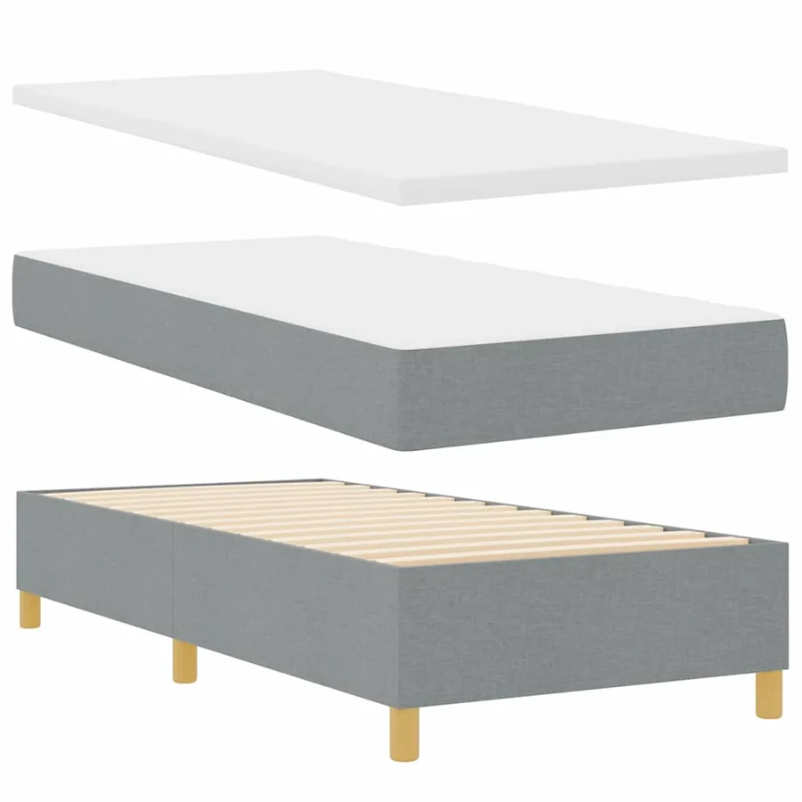 Lit à ressorts avec coussin Gris clair 200 x 90 cm tissu - 4