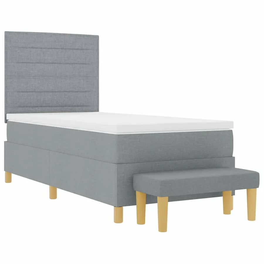 Lit à ressorts avec coussin Gris clair 200 x 90 cm tissu - 7