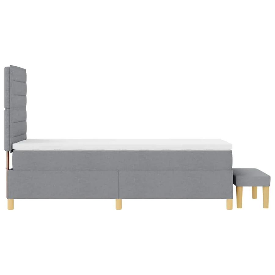 Lit à ressorts avec coussin Gris clair 200 x 90 cm tissu - 9