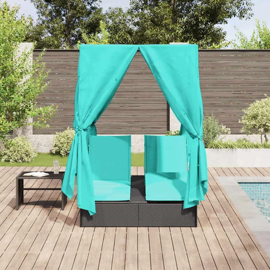 Transat double Réglable Turquoise 205 x 129 x 200 cm polyrotin - 3
