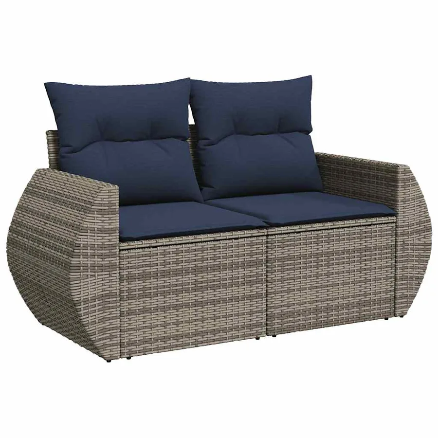 Ensemble de canapé de jardin 5 pcs avec coussins gris résine tressée - 12
