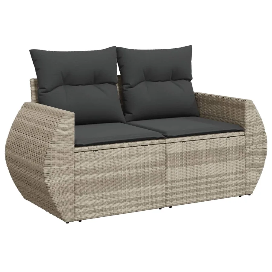Ensemble de canapé de jardin 9 pcs avec coussins gris résine tressée - 6