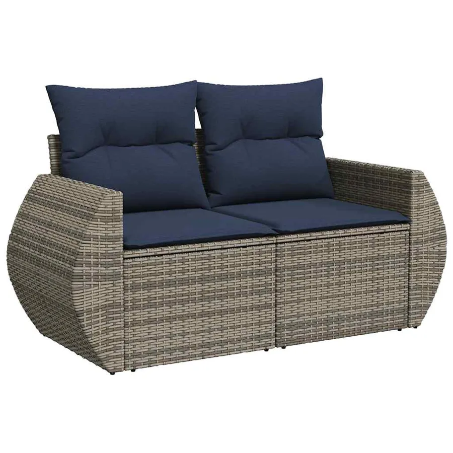 Ensemble de canapé de jardin 6 pcs avec coussins gris résine tressée - 4