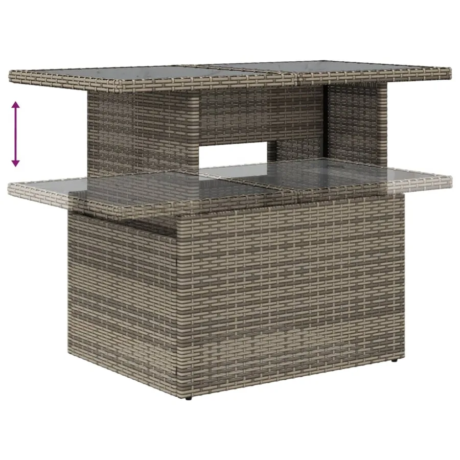 Ensemble de canapé de jardin 8 pcs avec coussins gris résine tressée - 9