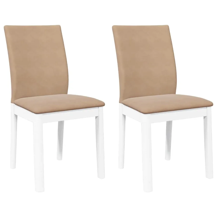 Chaises à manger coussins 2 pcs blanc bois massif caoutchouc - 2