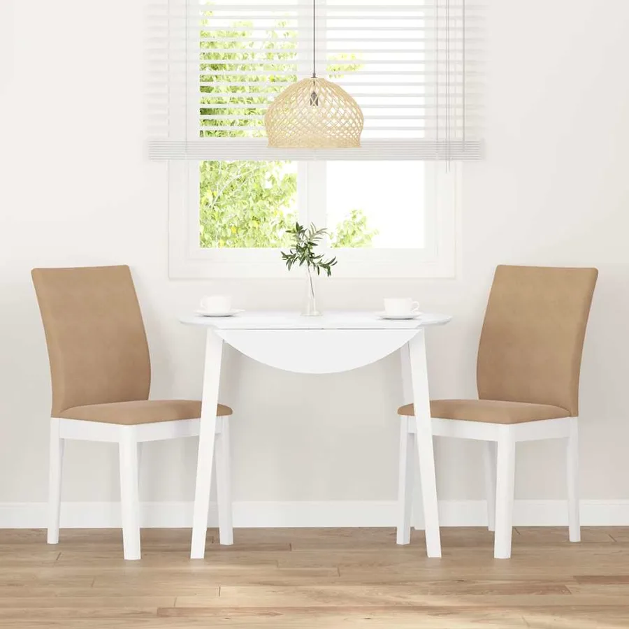 Chaises à manger coussins 2 pcs blanc bois massif caoutchouc - 3