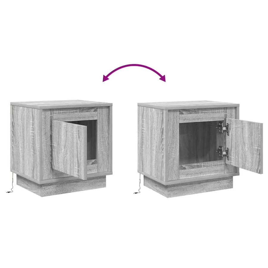 Cabinet de chevet Gris 44 x 34,5 x 45 cm Bois d'ingénierie - 13