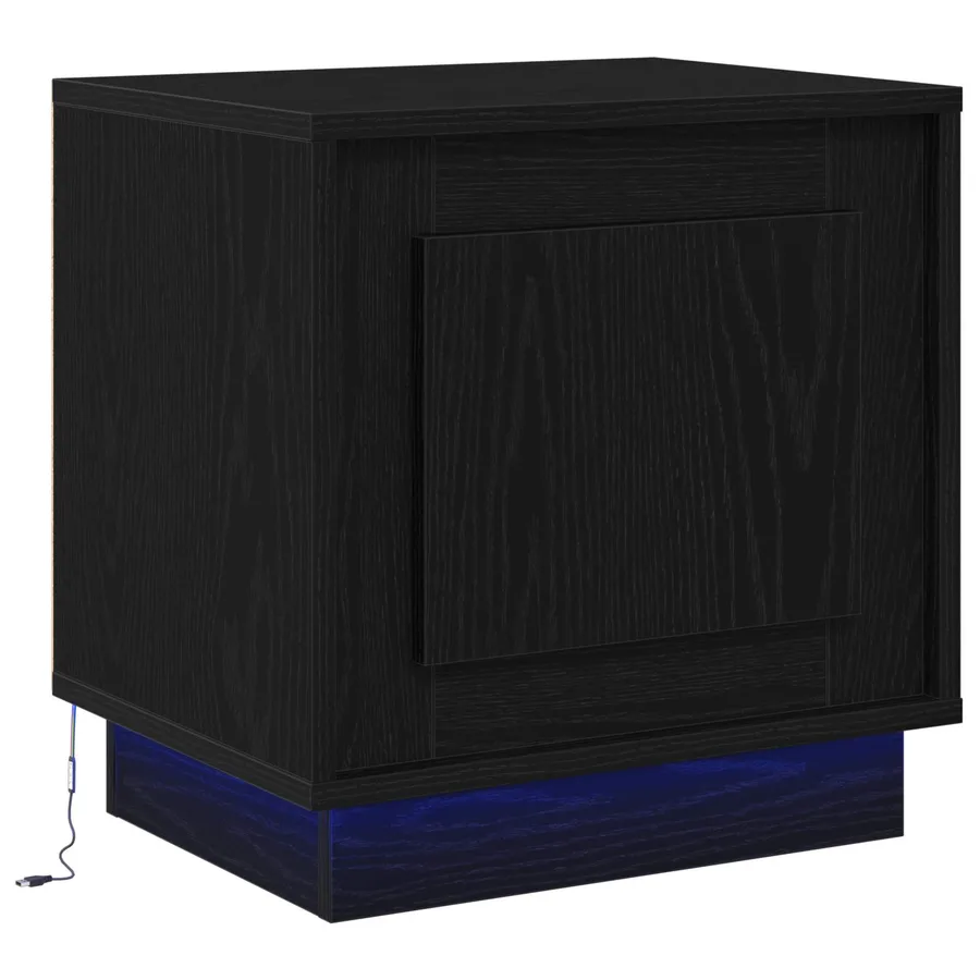 Cabinet de chevet Noir 44 x 34,5 x 45 cm Bois d'ingénierie - 2