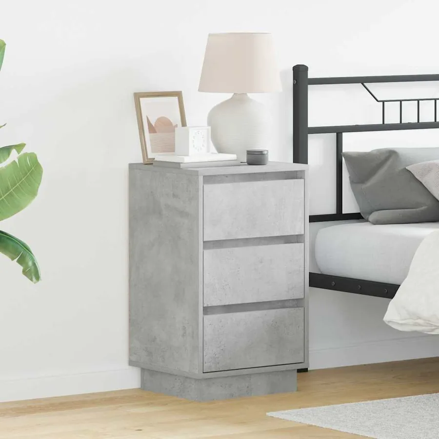 Cabinet de chevet avec tiroir Gris béton 39 x 34,5 x 65 cm