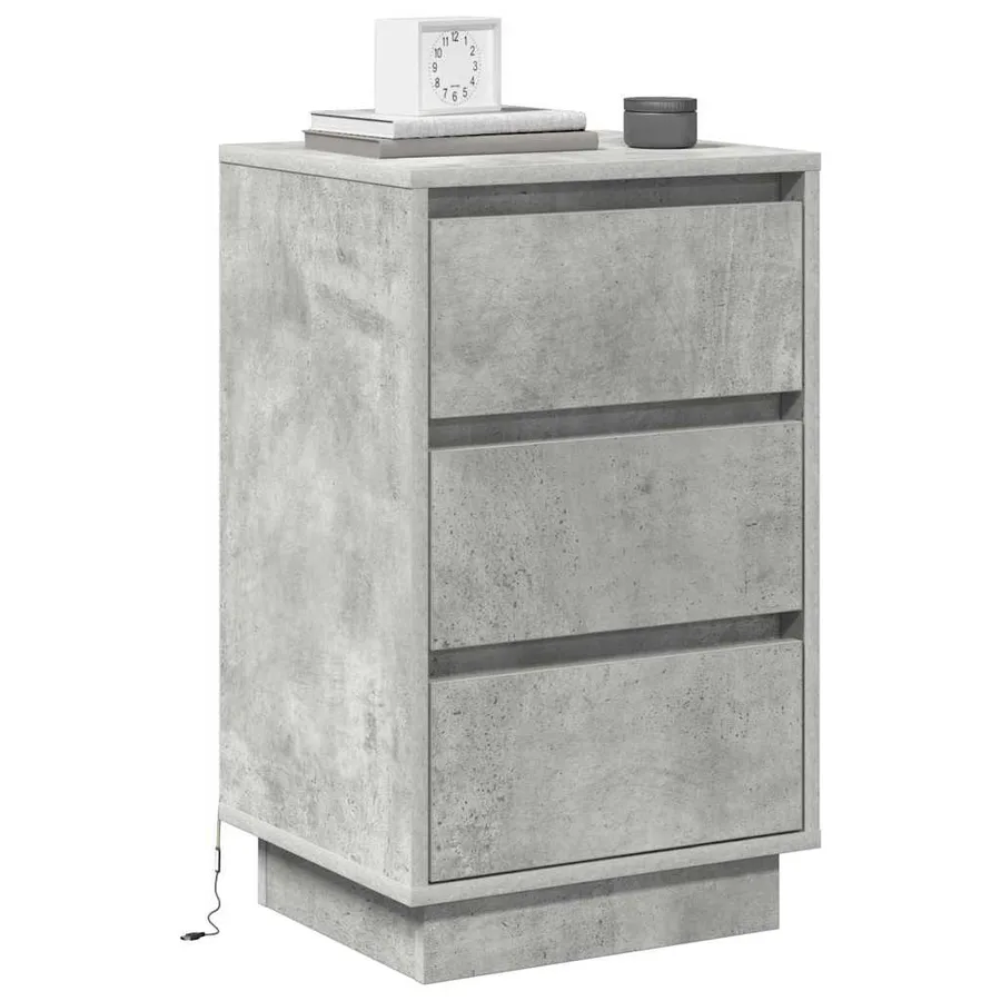 Cabinet de chevet avec tiroir Gris béton 39 x 34,5 x 65 cm - 3