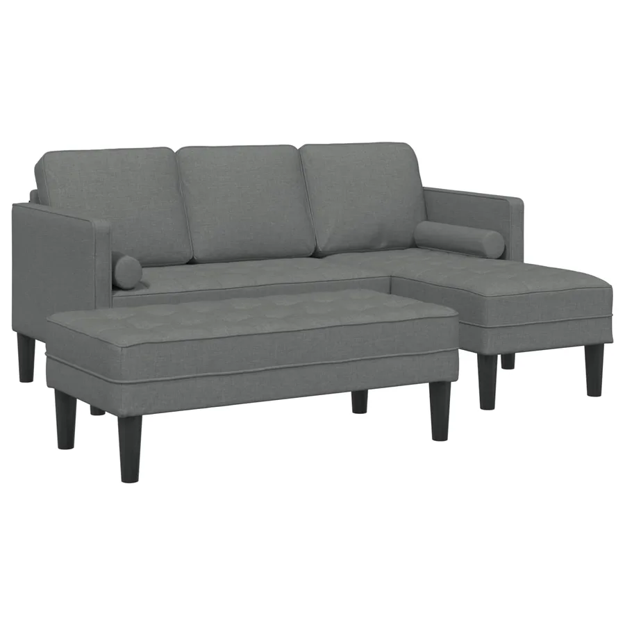 Ensemble de Canapés avec coussin 2 pcs Gris foncé Polyester - 2