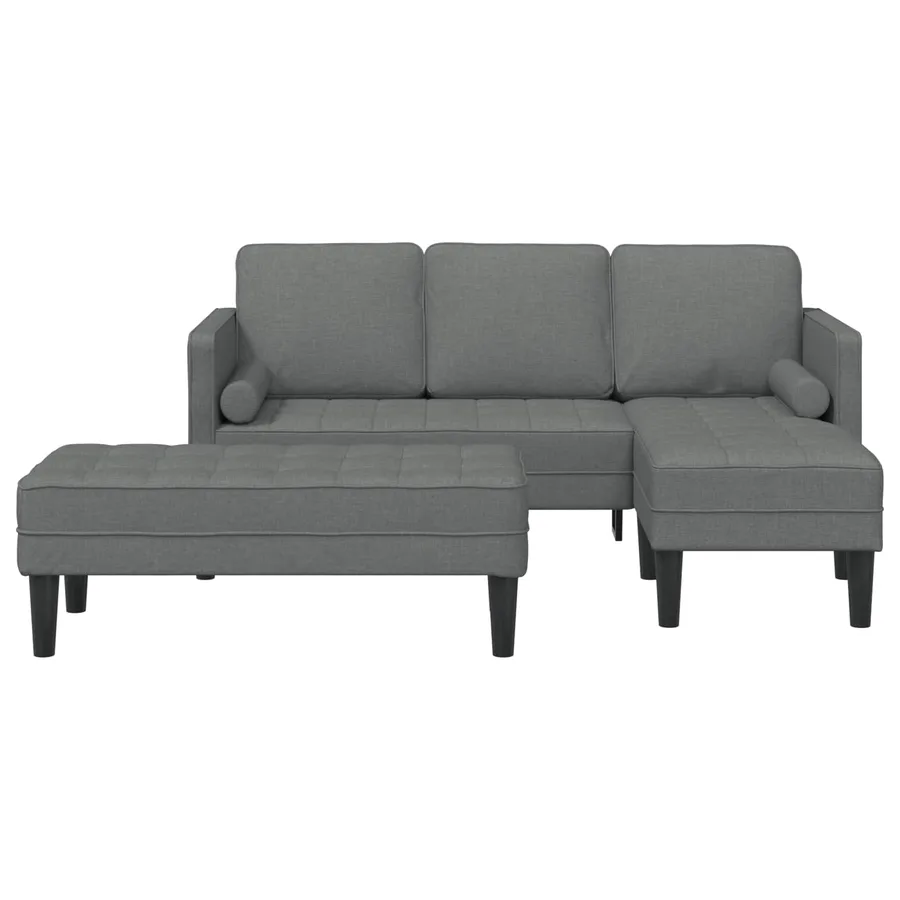 Ensemble de Canapés avec coussin 2 pcs Gris foncé Polyester - 4