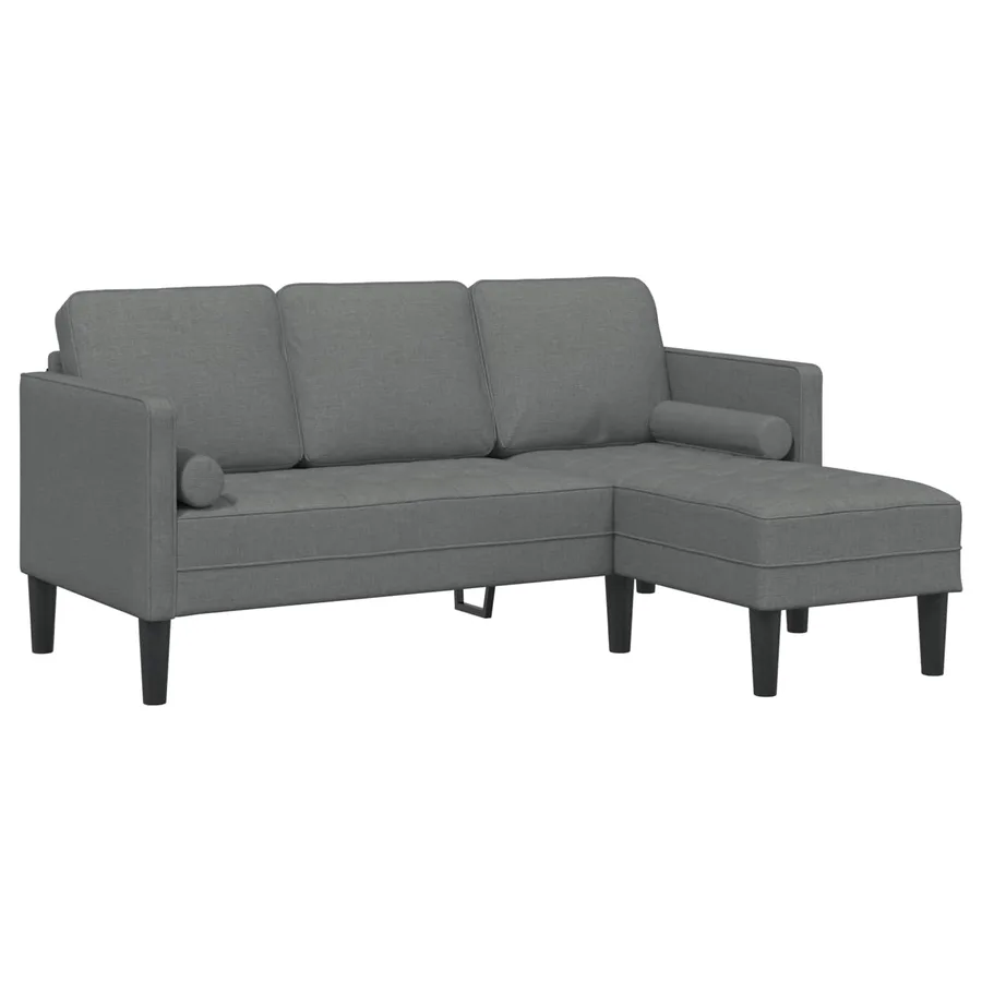 Ensemble de Canapés avec coussin 2 pcs Gris foncé Polyester - 5