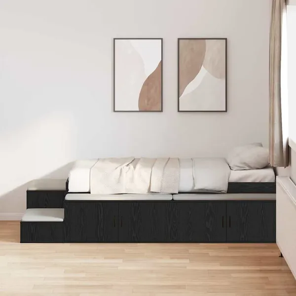 Cadre de lit avec rangement Chêne noir 80 cm Bois d'ingénierie