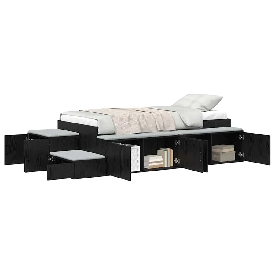 Cadre de lit avec rangement Chêne noir 80 cm Bois d'ingénierie - 3