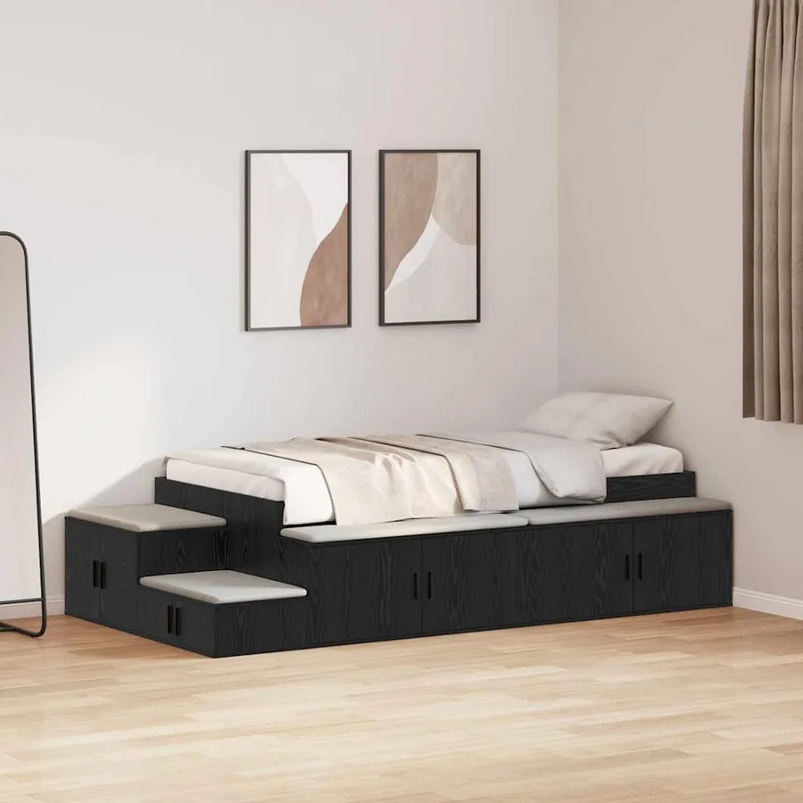Cadre de lit avec rangement Chêne noir 80 cm Bois d'ingénierie - 4