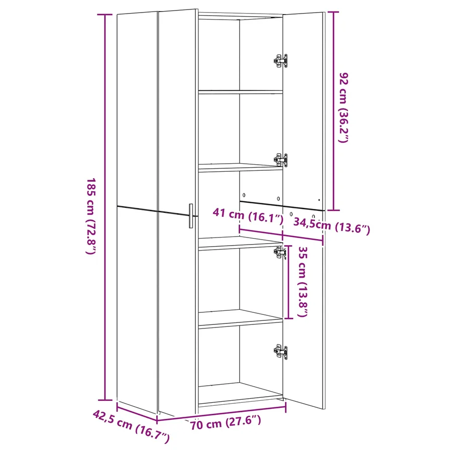Haut Armoire Bois ancien 70 x 42,5 x 185 cm - 13