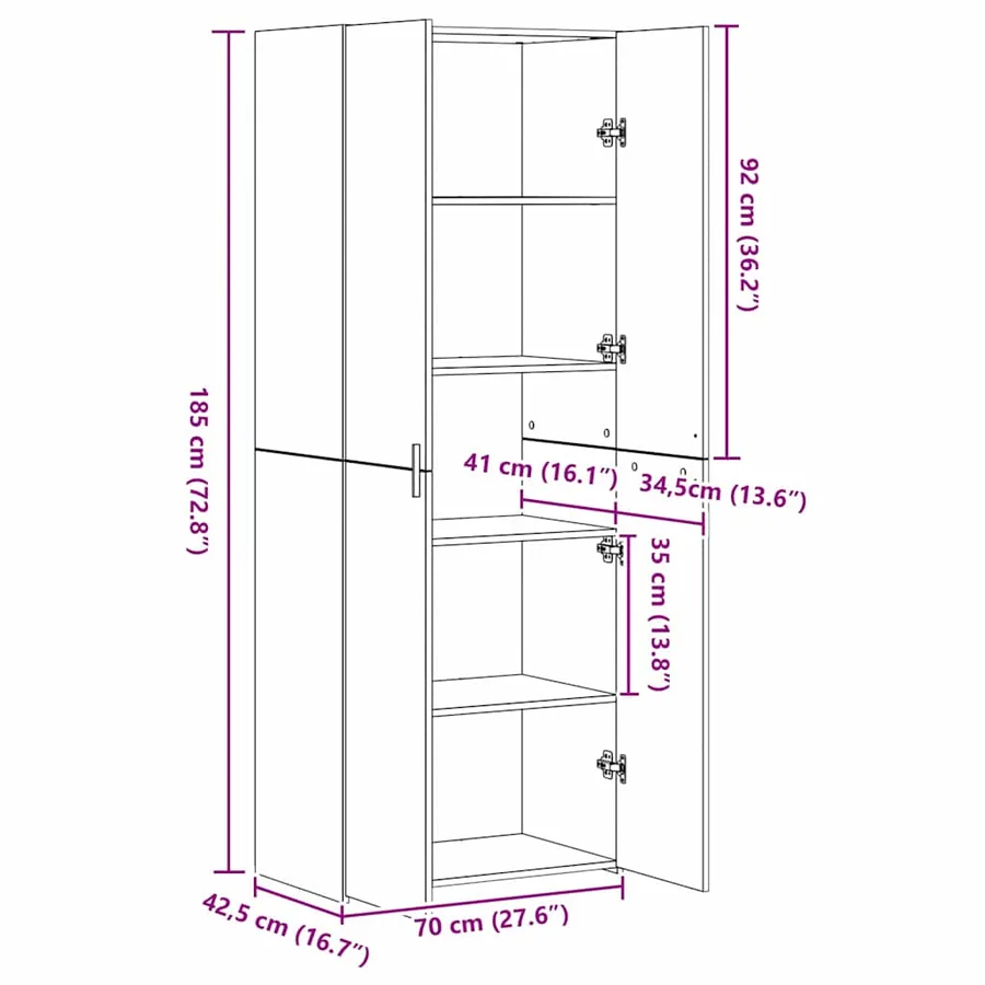 Haut Armoire Bois ancien 70 x 42,5 x 185 cm - 14