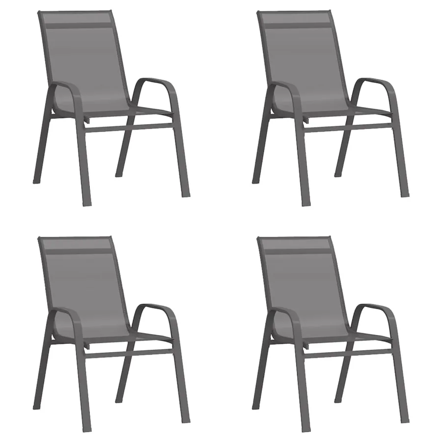Ensemble à manger de jardin 5 pcs Gris et noir - 3