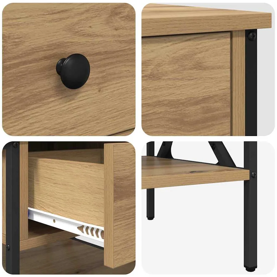 Table de chevet 2 pc chêne artisanal 40 x 42 x 45 cm - 10