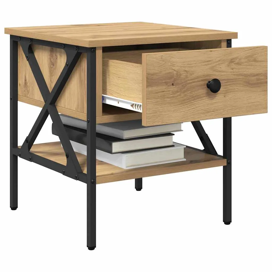 Table de chevet 2 pc chêne artisanal 40 x 42 x 45 cm - 3