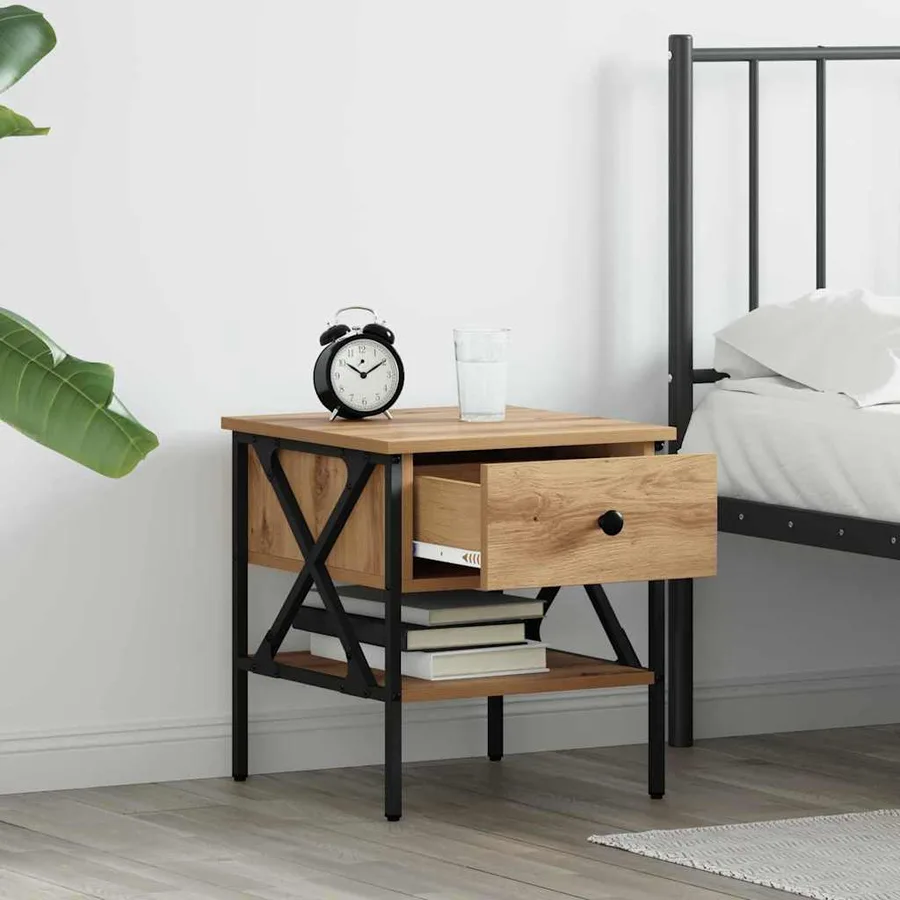 Table de chevet 2 pc chêne artisanal 40 x 42 x 45 cm - 4