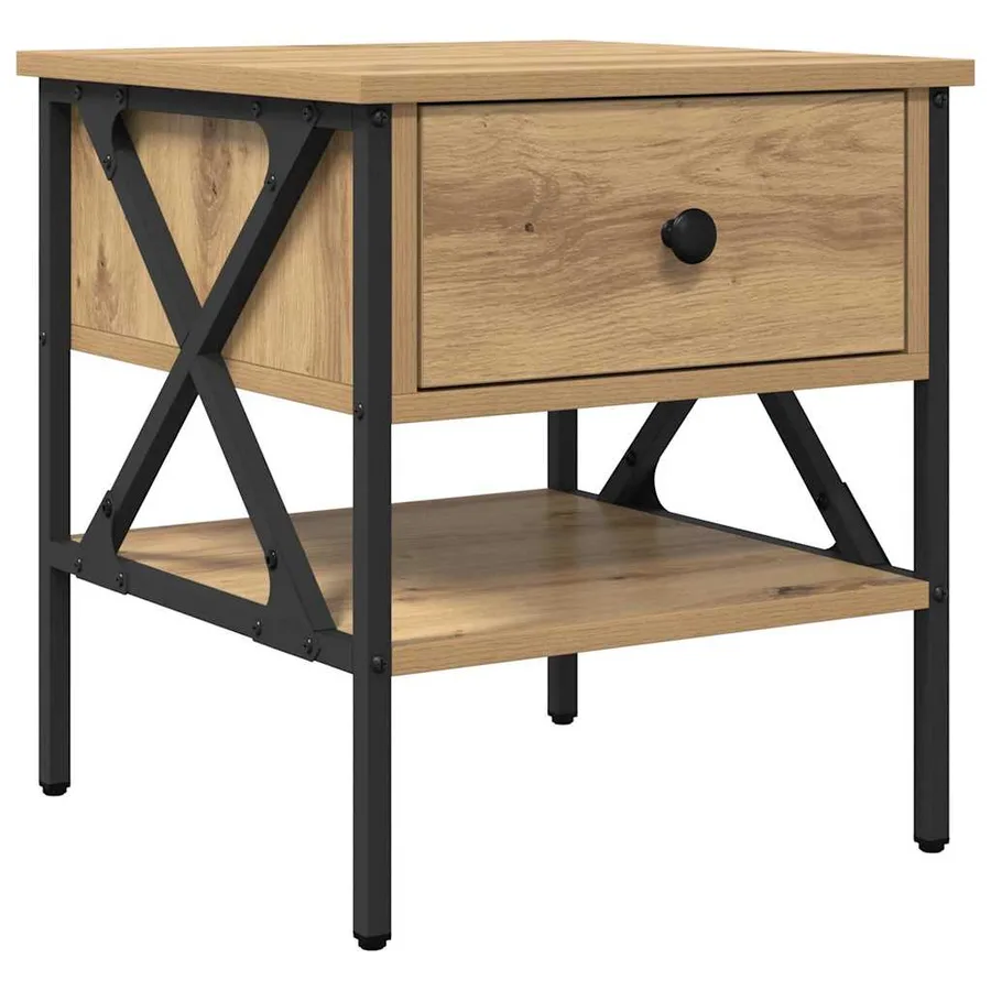 Table de chevet 2 pc chêne artisanal 40 x 42 x 45 cm - 5