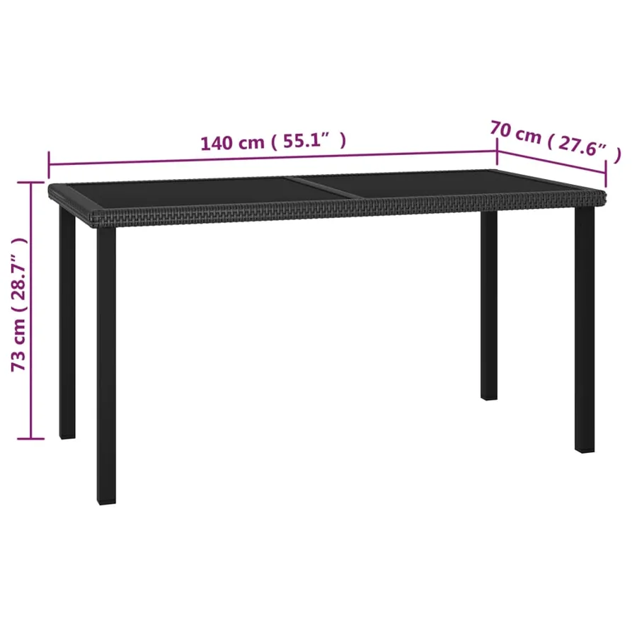 Ensemble à manger de jardin 5 pcs Résine tressée Noir - 11