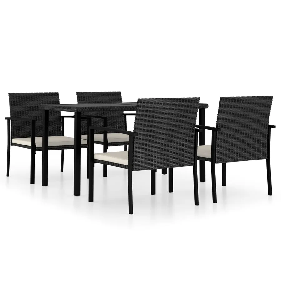 Ensemble à manger de jardin 5 pcs Résine tressée Noir - 2