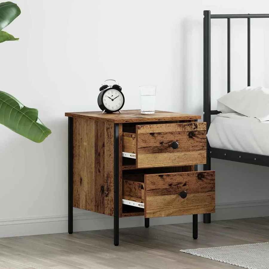 Cabinet de Chevet avec tiroir Bois ancien 40 x 42 x 50 cm - 4