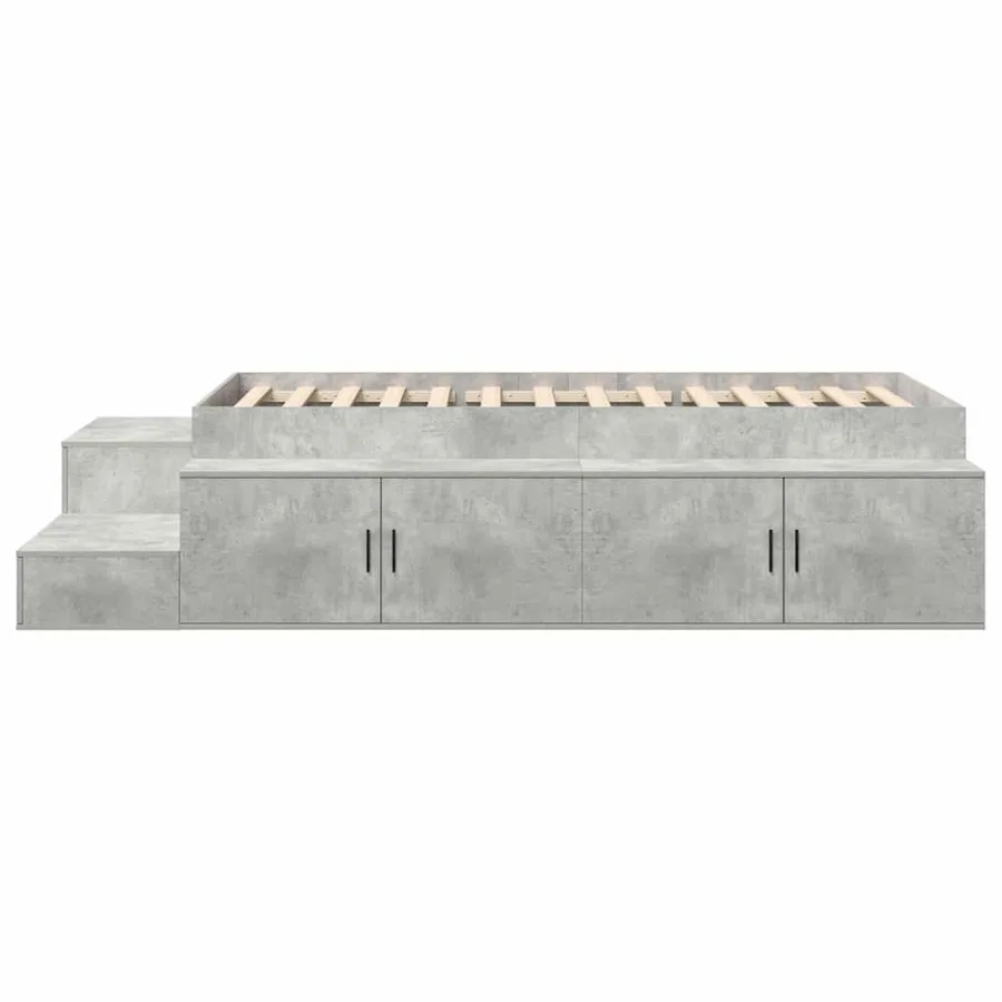 Cadre de lit avec rangement Gris béton 80 cm Bois d'ingénierie - 7