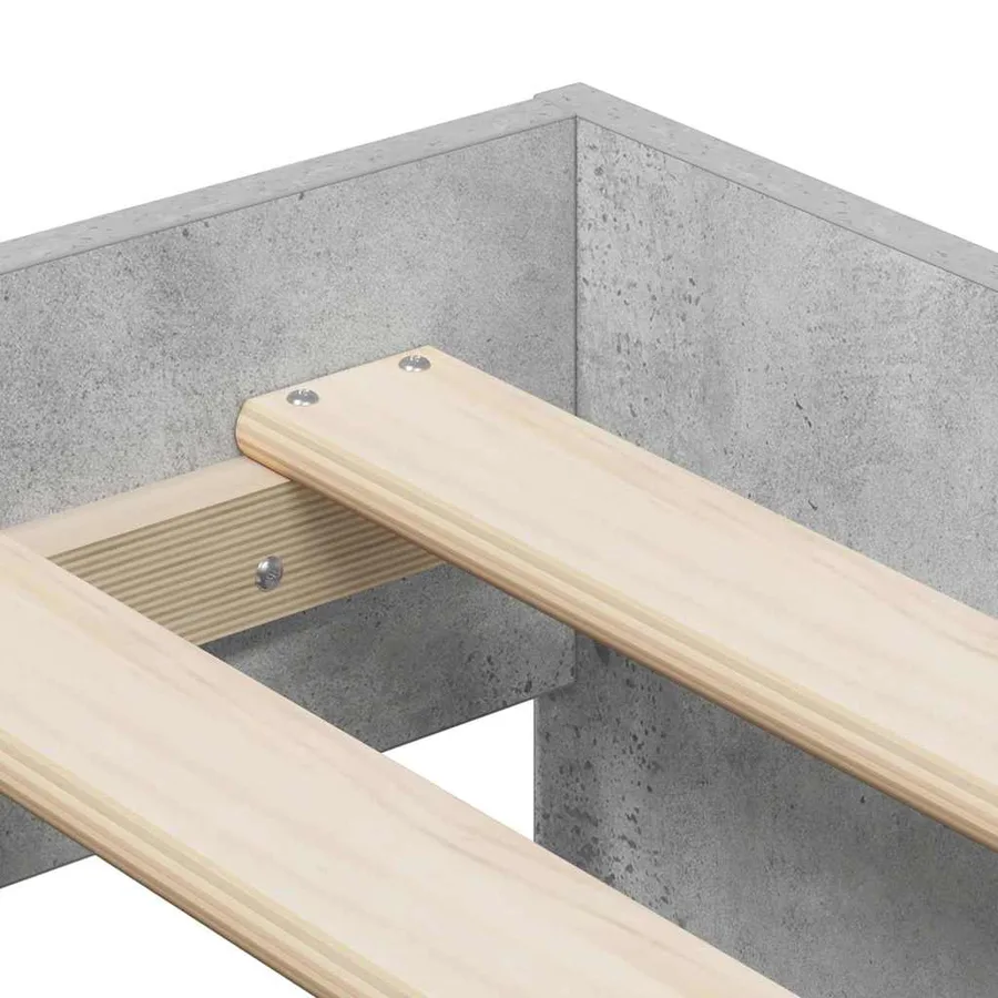 Cadre de lit avec rangement Gris béton 80 cm Bois d'ingénierie - 8