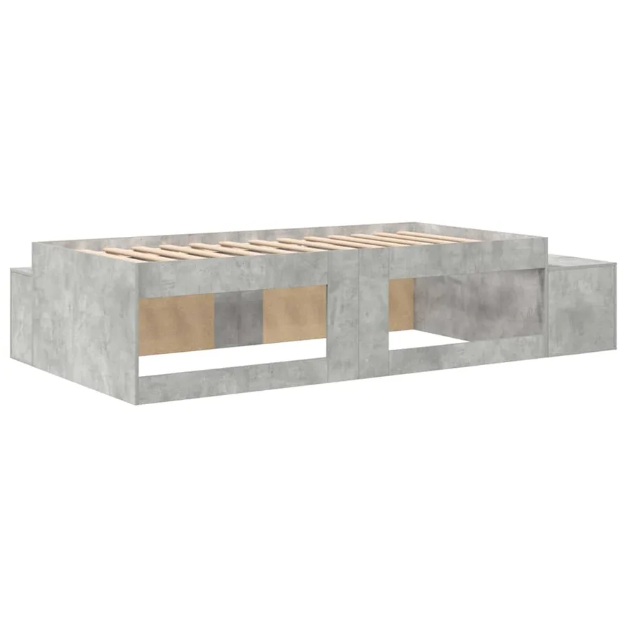 Cadre de lit avec rangement Gris béton 80 cm Bois d'ingénierie - 9