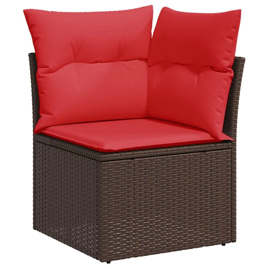 Ensemble de canapé de jardin 7 pcs avec coussins marron résine tressée - 7