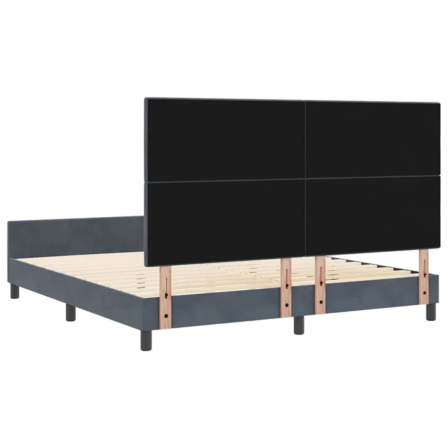 Lit à ressorts avec tête de lit Gris foncé 180 x 200 cm Velours - 9