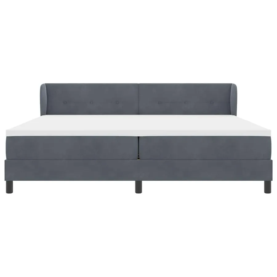 Lit à ressorts avec tête de lit Gris foncé 200 x 200 cm Velours - 7