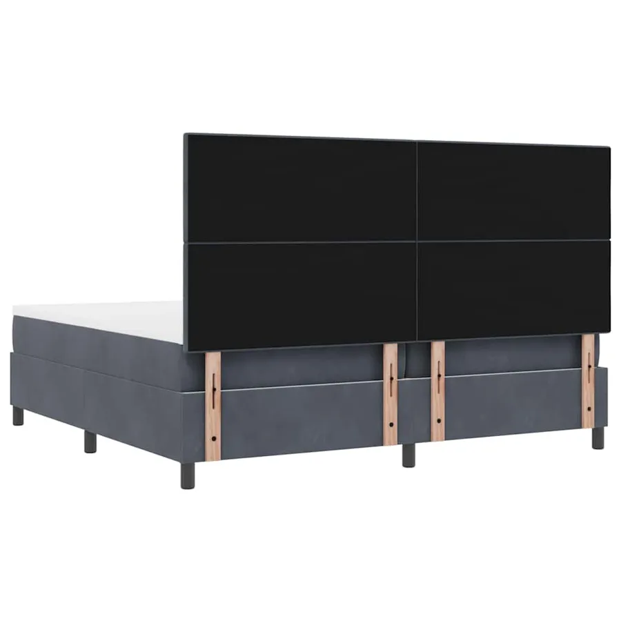 Lit à ressort LED Gris foncé 200 x 200 cm Velours - 8