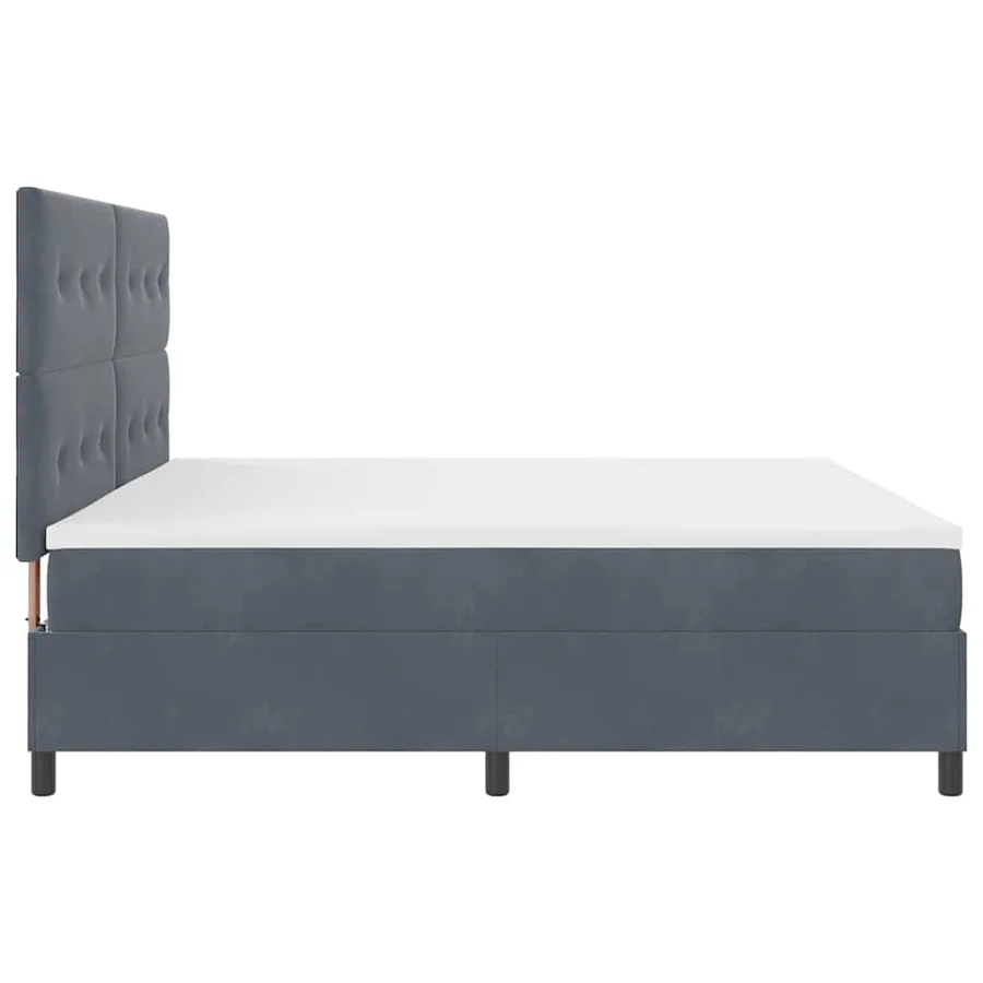 Lit à ressort LED Gris foncé 200 x 200 cm Velours - 9