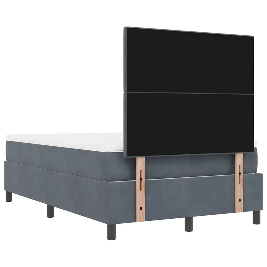 Lit à ressorts avec tête de lit Gris foncé 200 x 120 cm Velours - 10