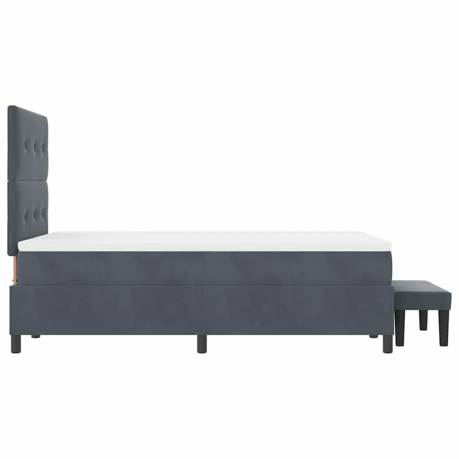 Lit à ressorts avec tête de lit Gris foncé 200 x 120 cm Velours - 9